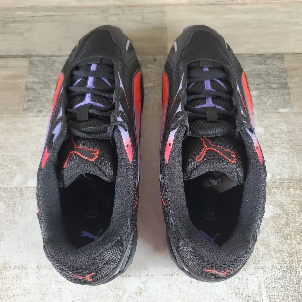 PUMA Inhale Mens Shoes Sz 9.5 Athletic Running Black Red Mesh Lace Up Sneakers